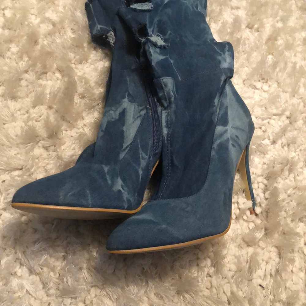 Denim over the knees boot